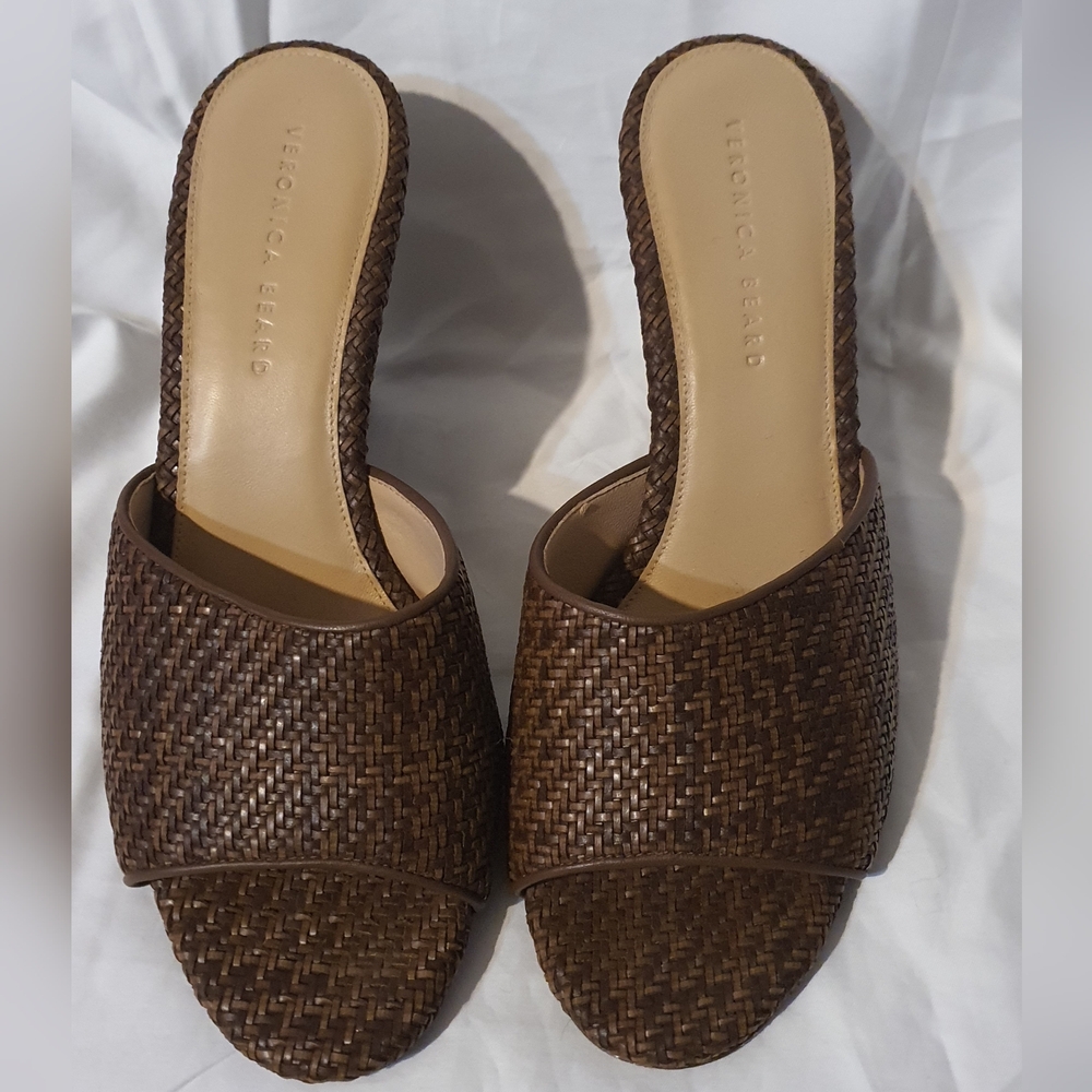 Veronica Beard Women's Brown Dali Woven Platform Sandal Shoes Size US 11